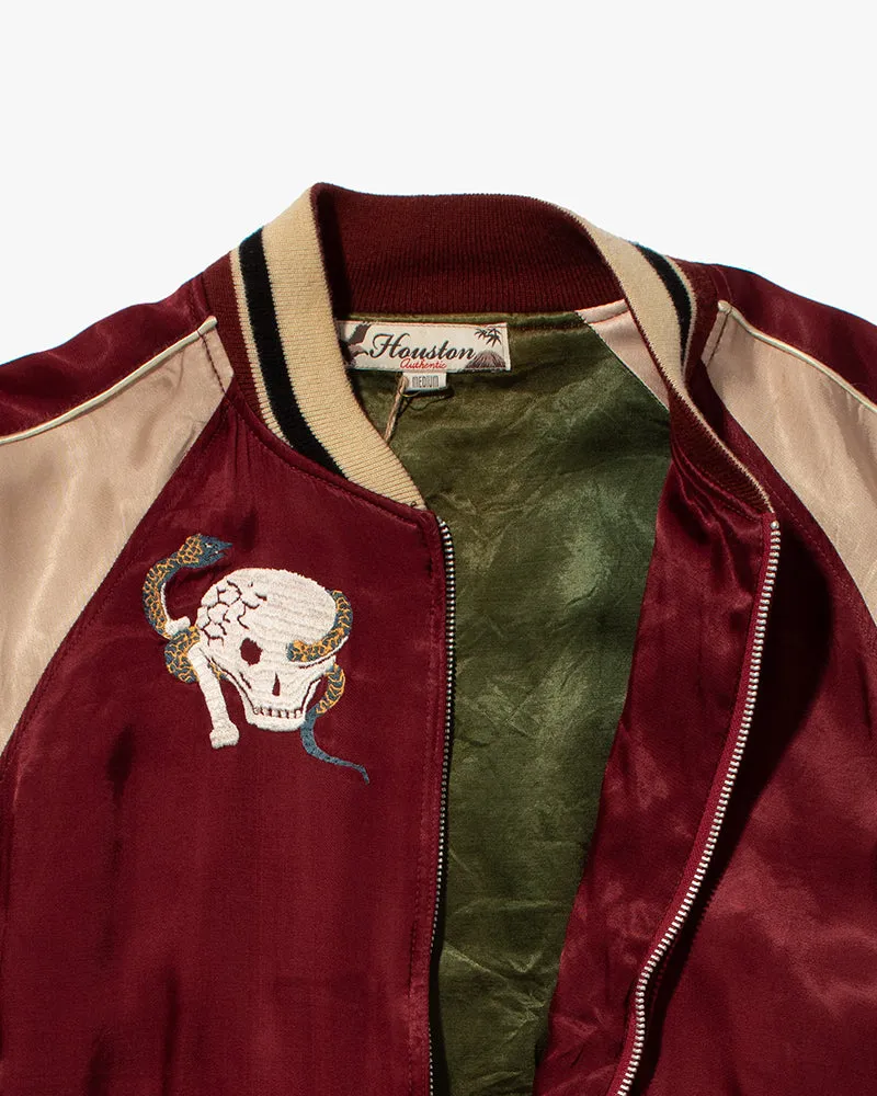 Japanese Repro Souvenir Jacket, Houston Brand, Burgundy Skulls - S