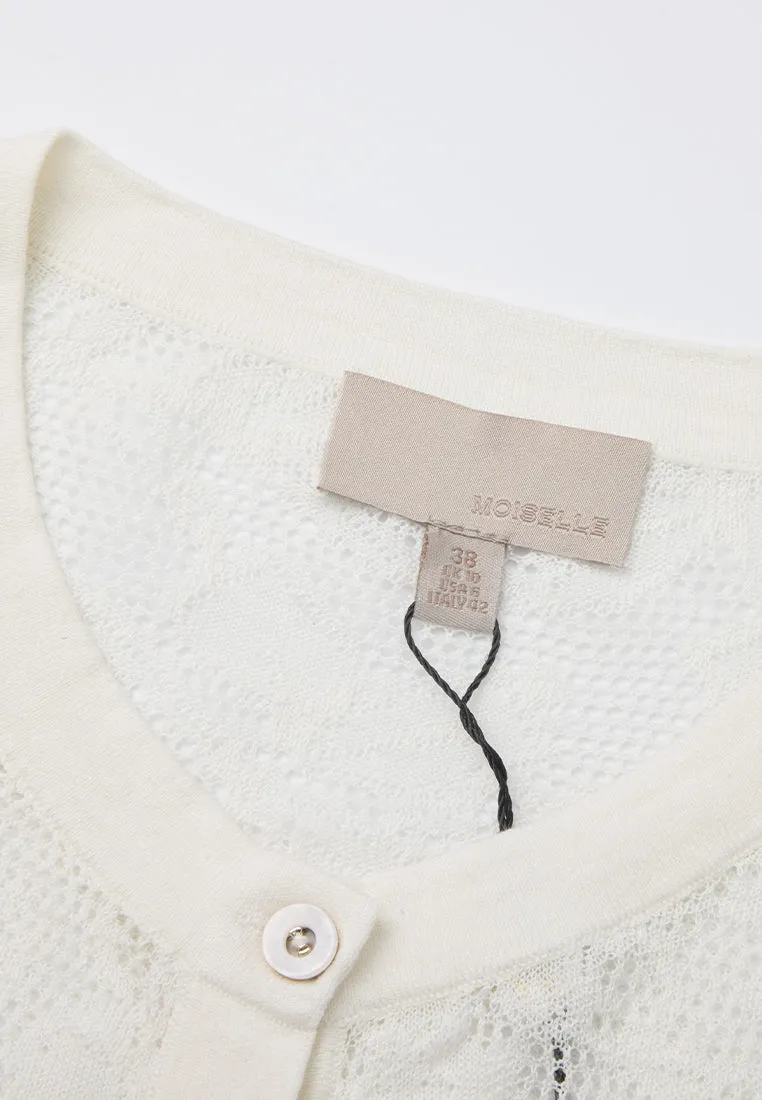 Knitted Floral-pattern Mesh Cardigan