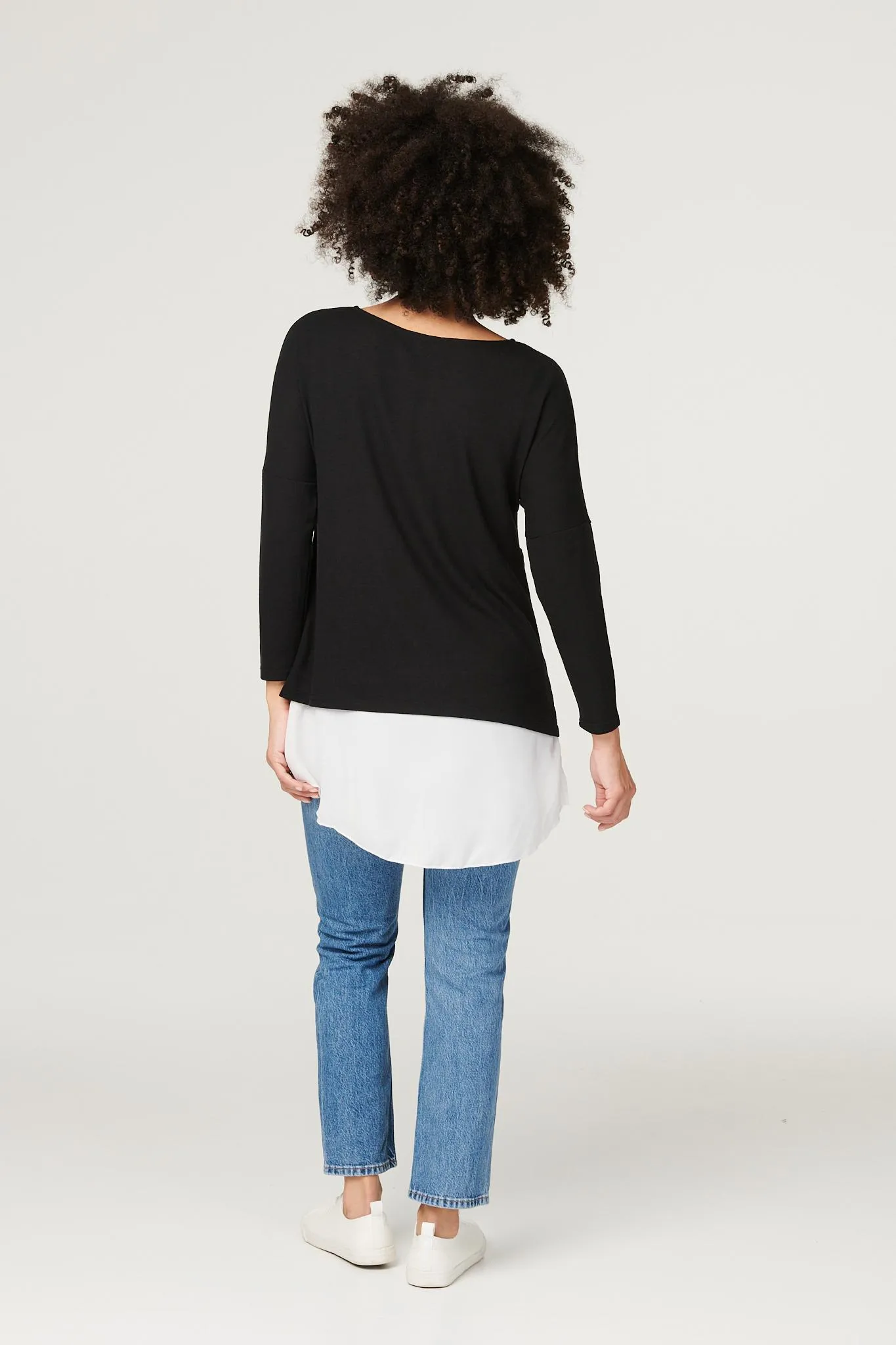 Layered Hem Button Detail Top