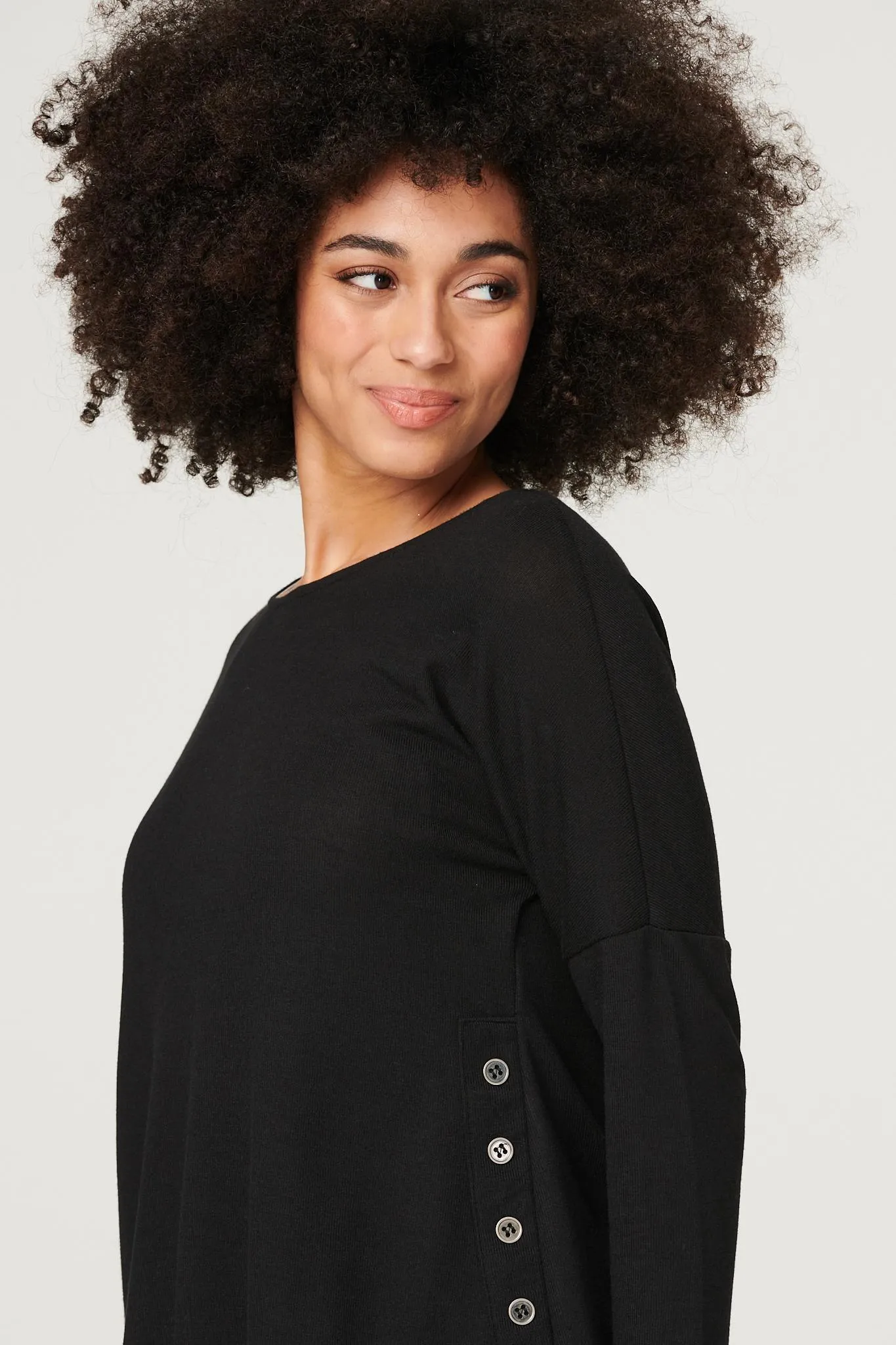 Layered Hem Button Detail Top
