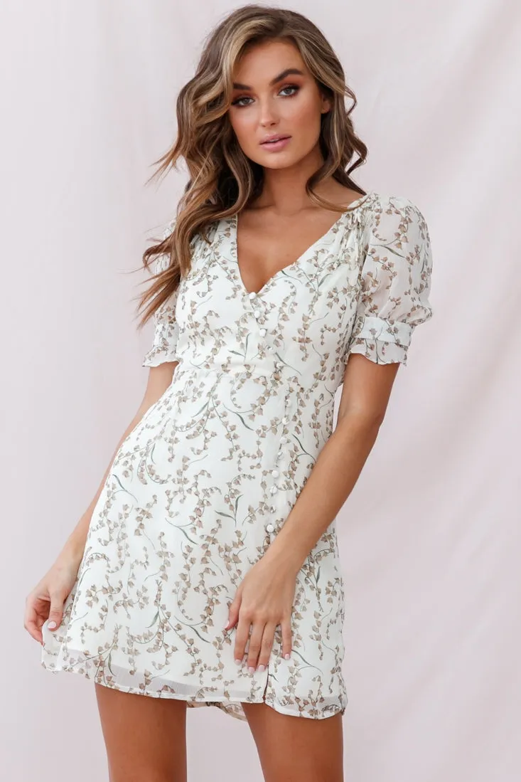 Leah Button Detail Tea Dress White