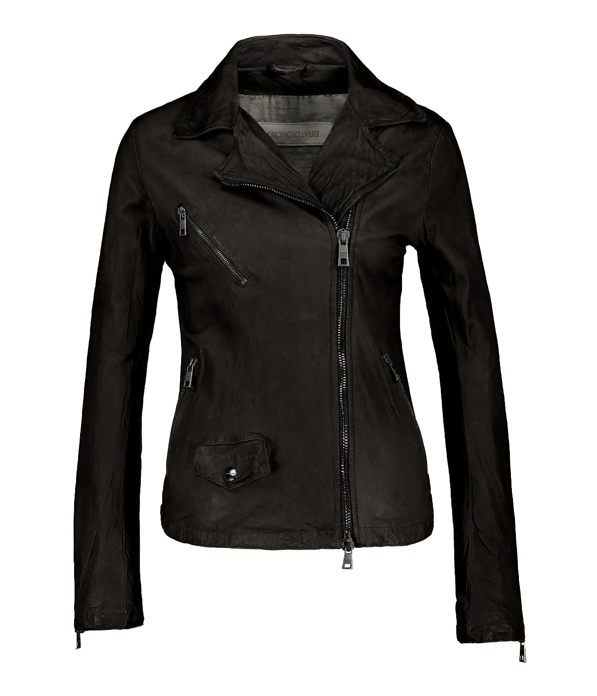 Leather Biker Jacket in Nero