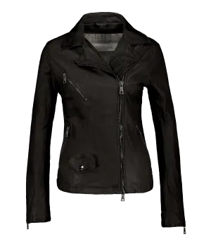 Leather Biker Jacket in Nero