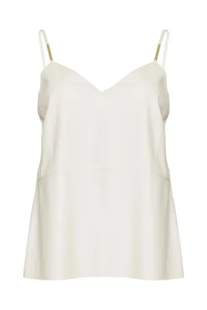 Leather Blouse Ivory with Accessorized Straps