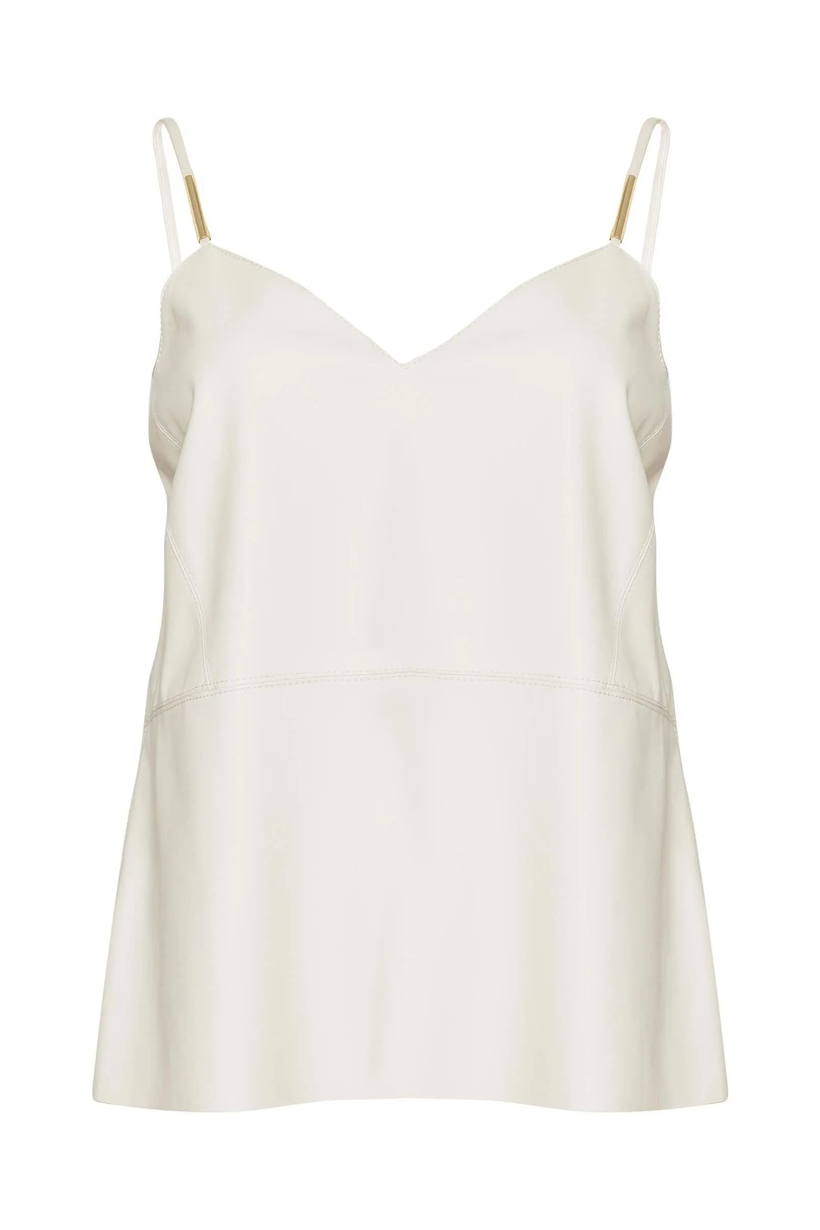 Leather Blouse Ivory with Accessorized Straps