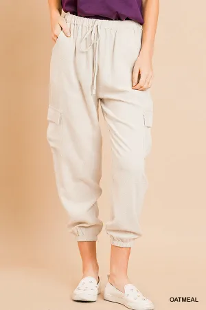 Linen Cargo Joggers (Oatmeal)