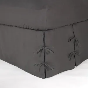 Linen Knotted Bed Skirt - lead grey