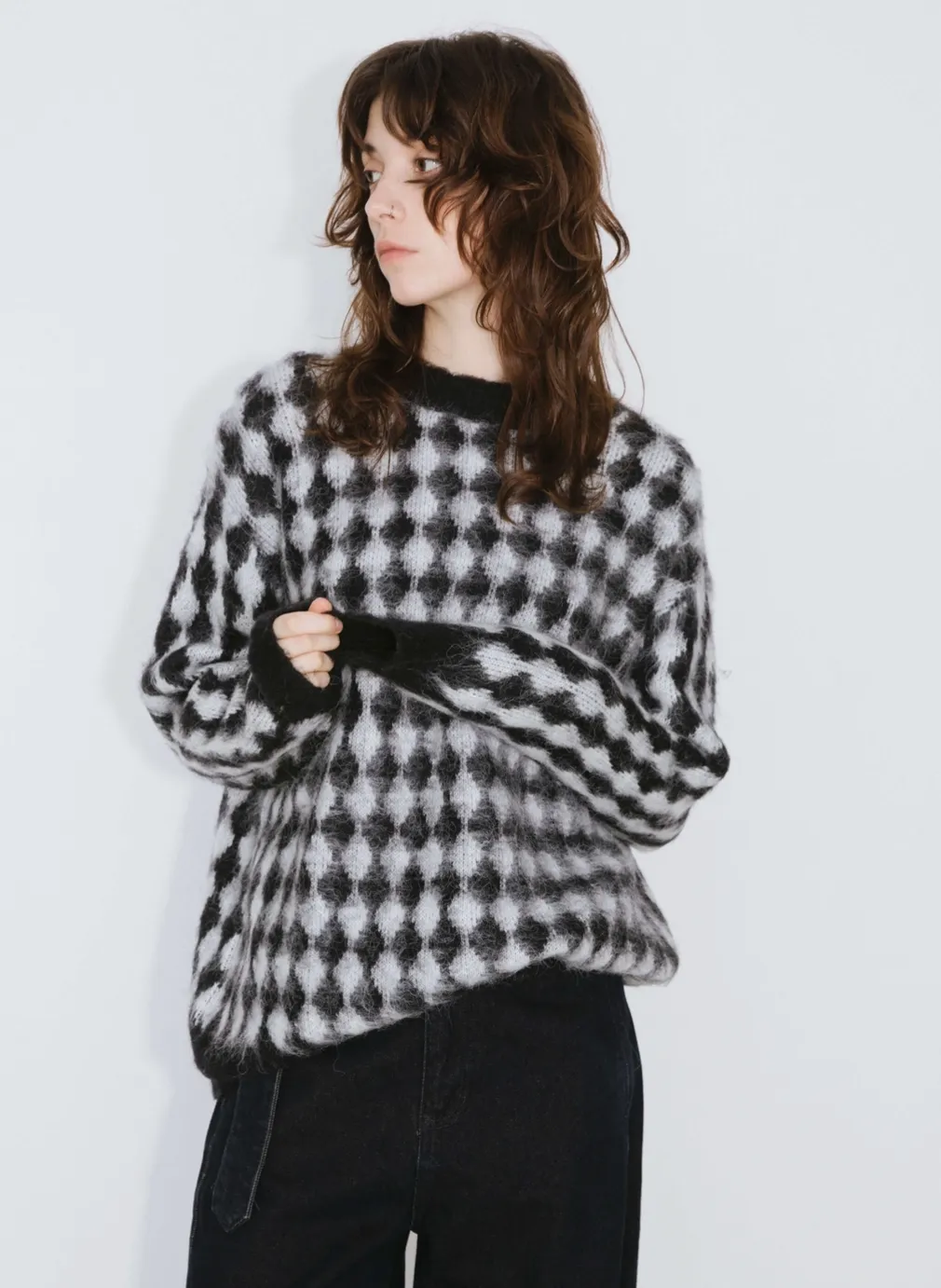 LOZ Jaquard Long Knit Fluffy Jumper