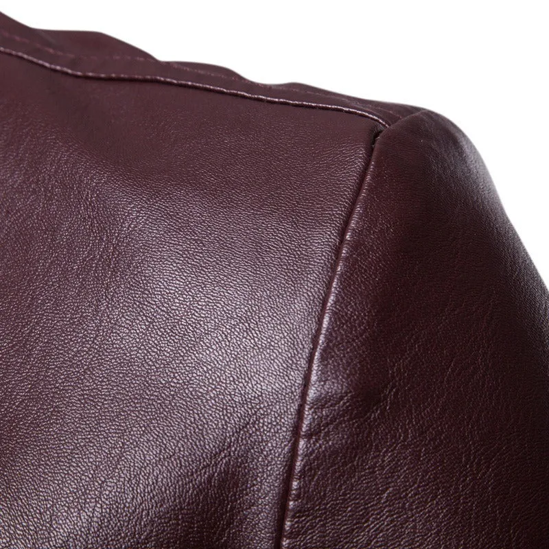 Men Suit Leather Jacket Casual Classic Business Motorcycles PU Leather Blazer Coat | 1412