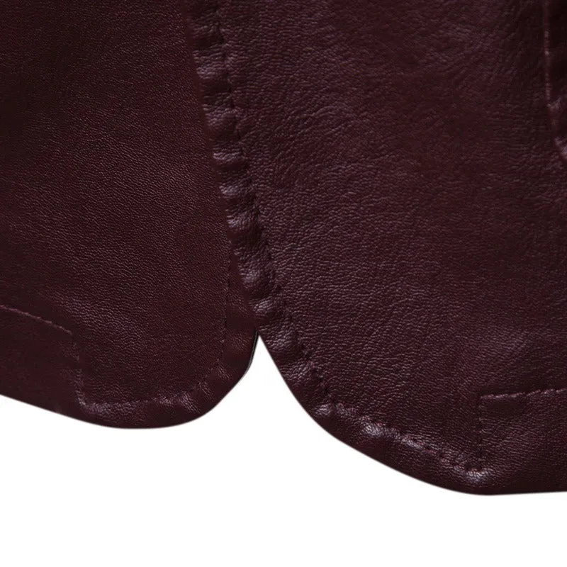 Men Suit Leather Jacket Casual Classic Business Motorcycles PU Leather Blazer Coat | 1412