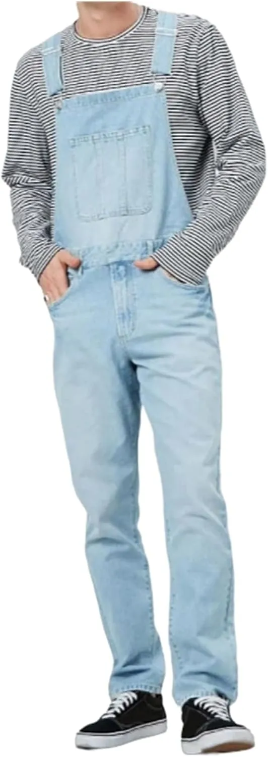 Men's Denim Bib Overalls Casual Relaxed Fit Fashion Jean Jumpsuit Adjustable Straps Denim Romper Summer Work Outfits