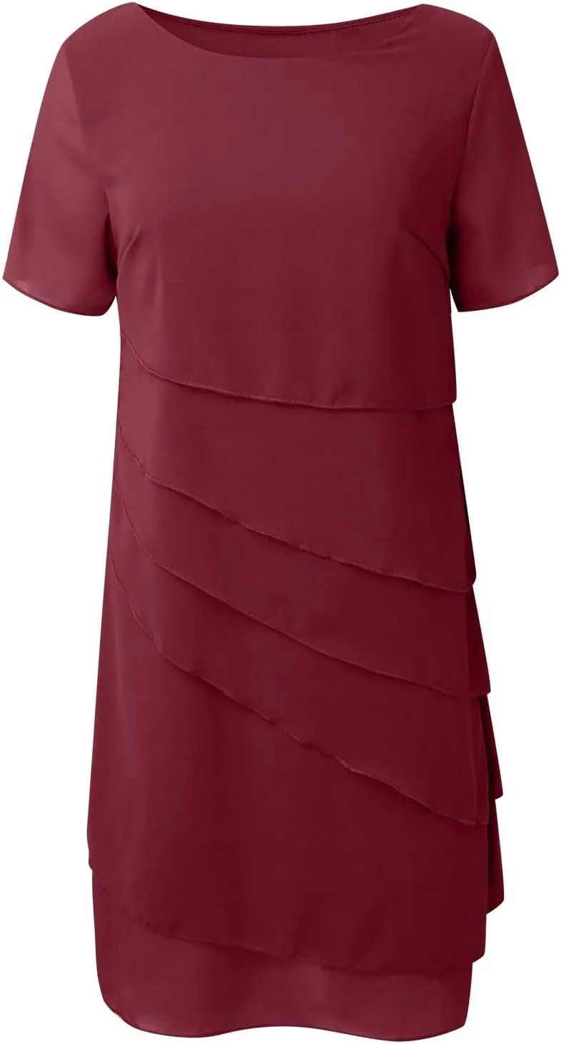 Mother of The Bride Dress for Women Elegant Formal Dress Chiffon Flowy Evening Outfit Party Dress Ruffle Flowy Dress
