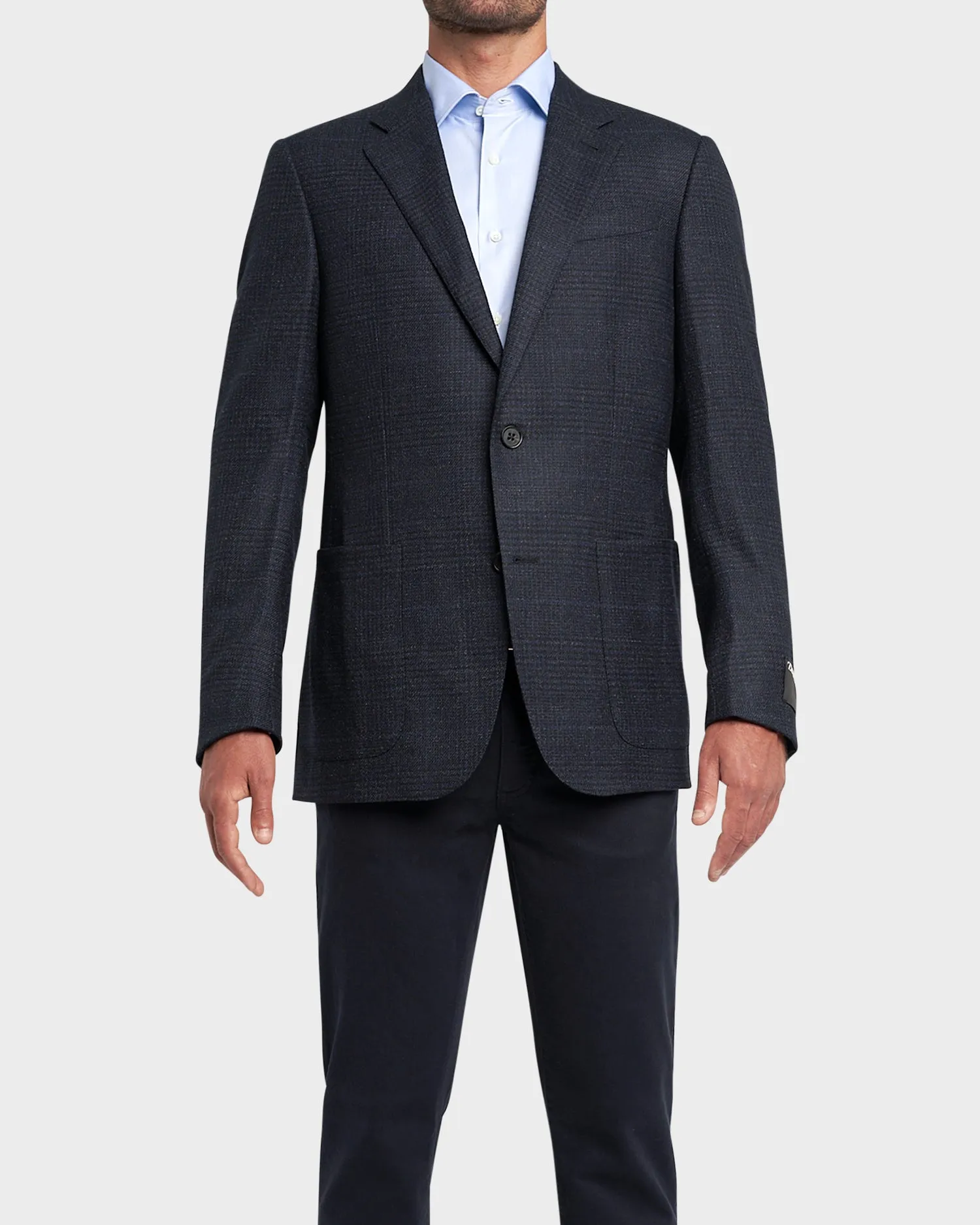 Navy Check Wool Sports Jacket