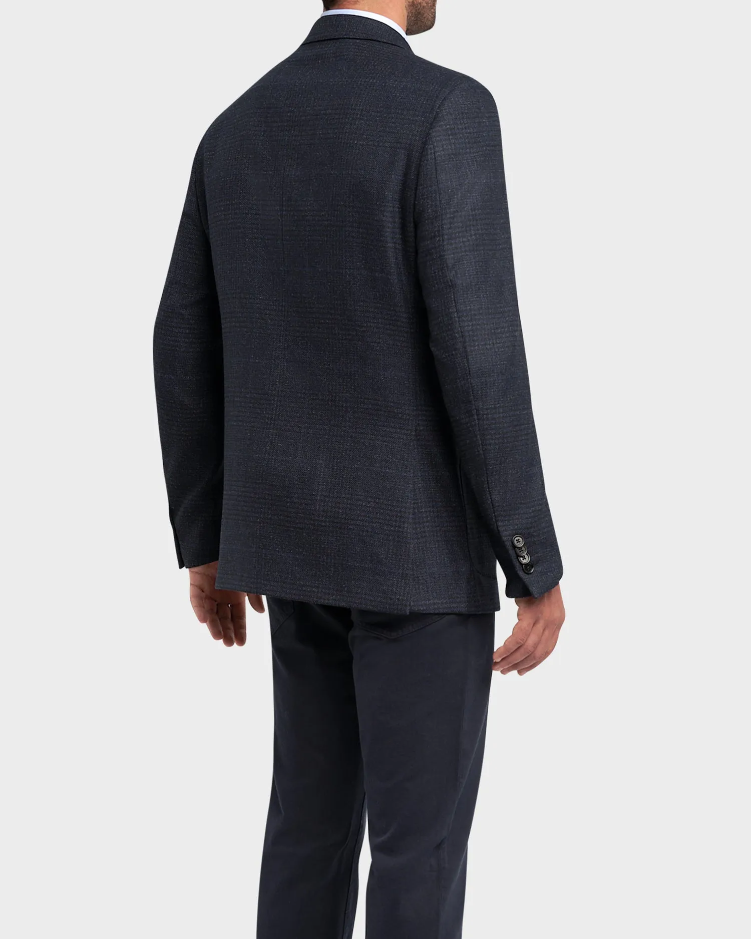 Navy Check Wool Sports Jacket