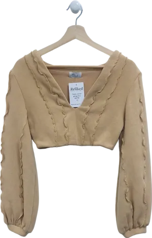 Oh Polly Beige Cropped Sweater UK 10