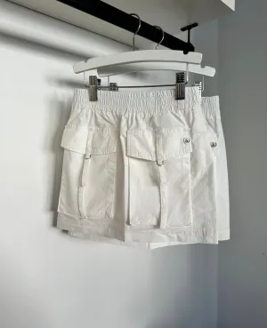 Please Off White Cargo Mini Skirt