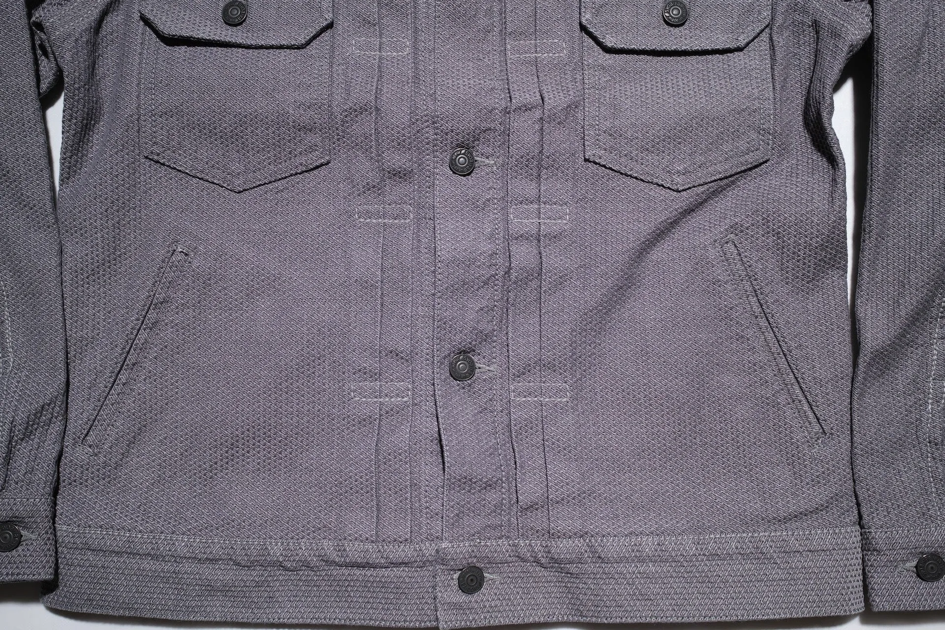 Pure Blue Japan 12.5oz "Double-Warps" Sashiko Type 2 Jacket (Heather Grey X Black)