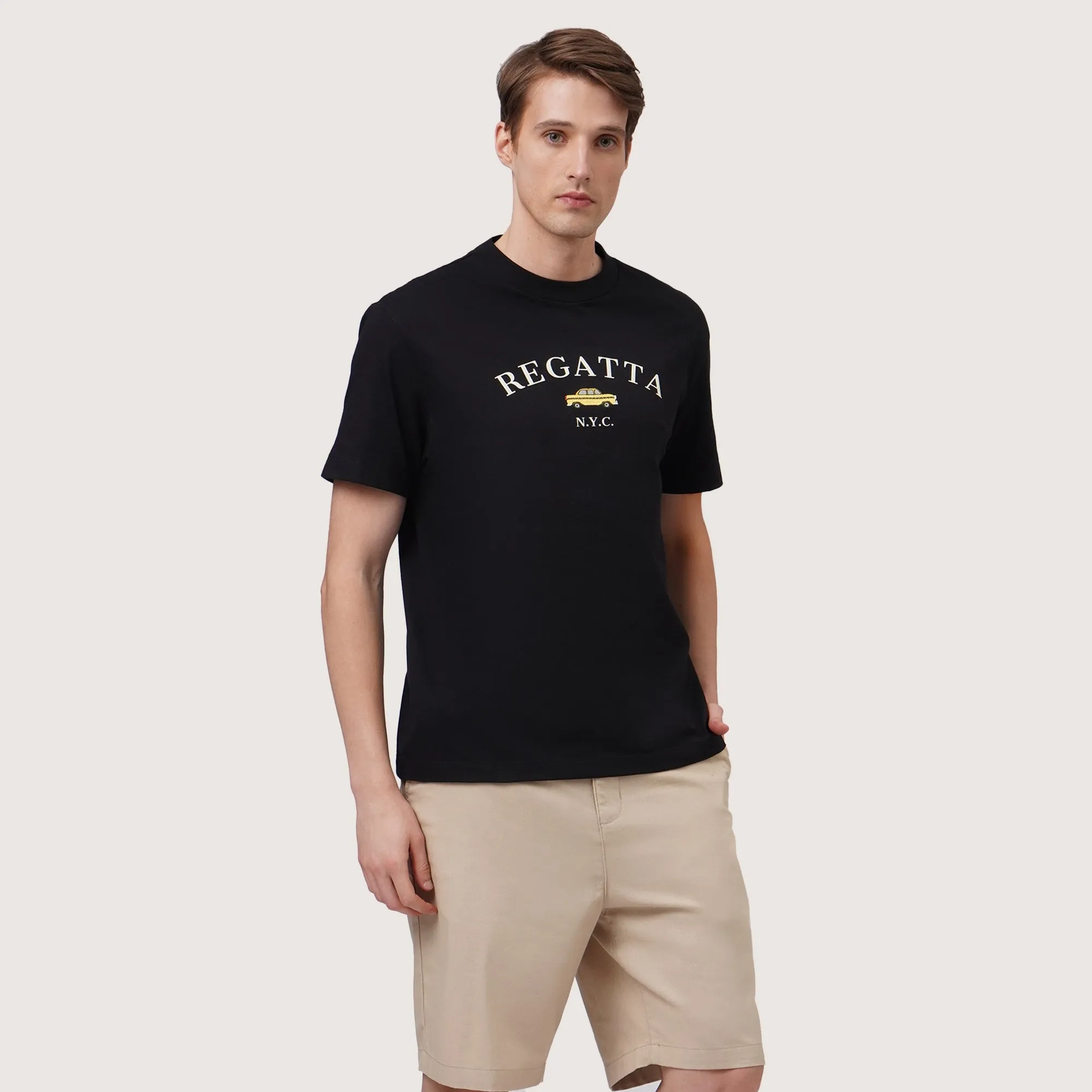 Regular Fit Round Neck T-Shirt With Graphic Embroidery