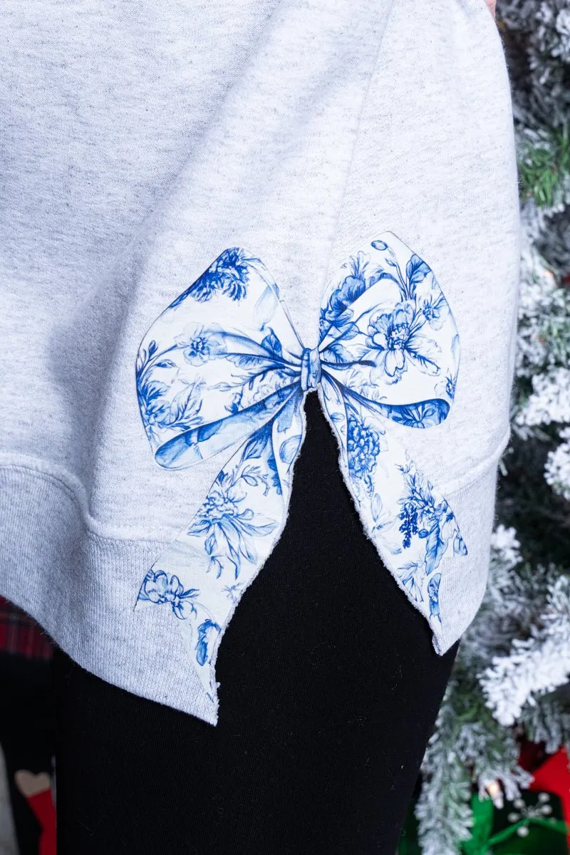 Side Bows Chinoiserie Blue Merry Christmas Unisex NuBlend Crew Sweatshirt