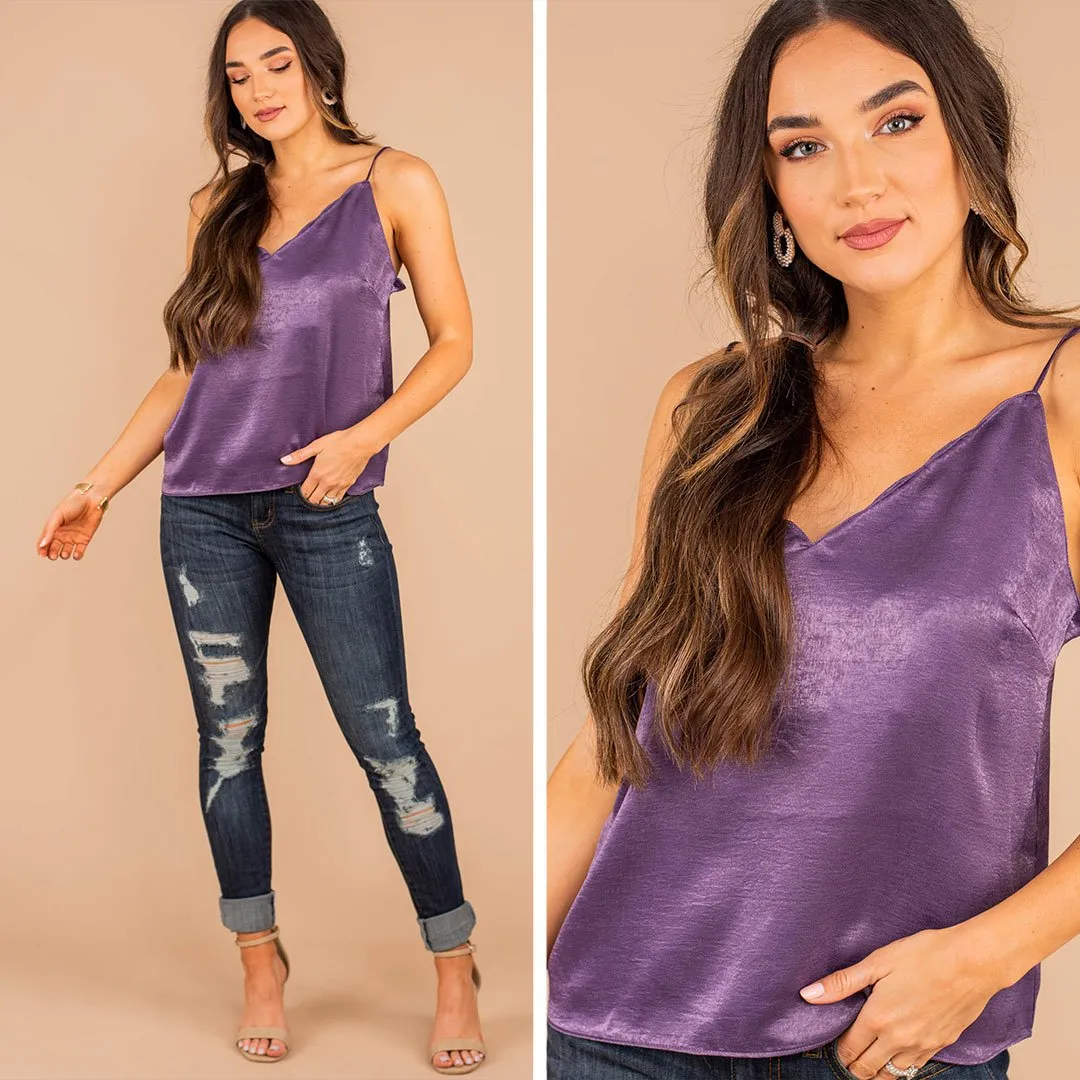 Simple Beauty Violet Plum Purple Scalloped Tank