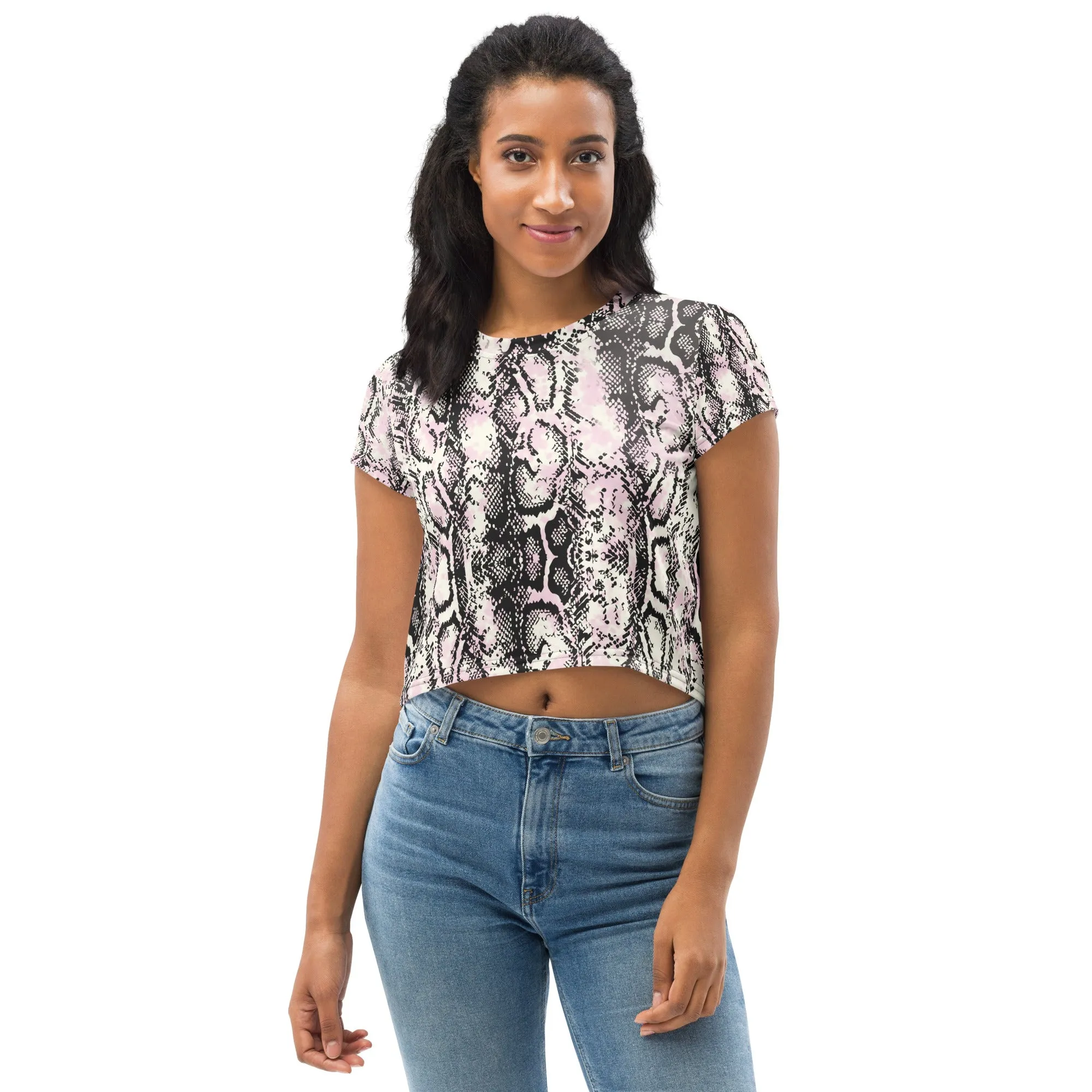 Snake print loose fit crop top for ladies lioness-love
