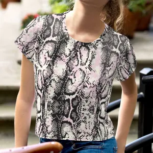 Snake print loose fit crop top for ladies lioness-love
