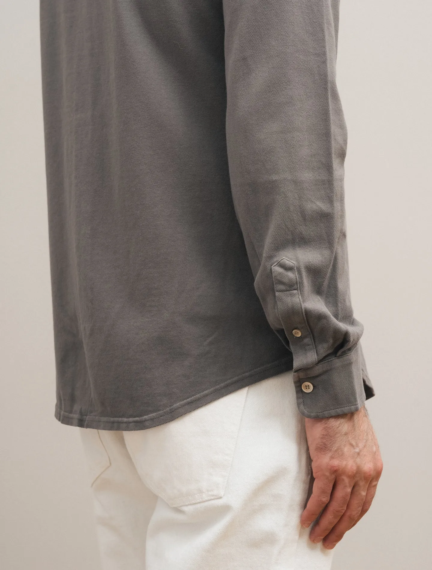 Steve Organic Cotton Pique Shirt Taupe