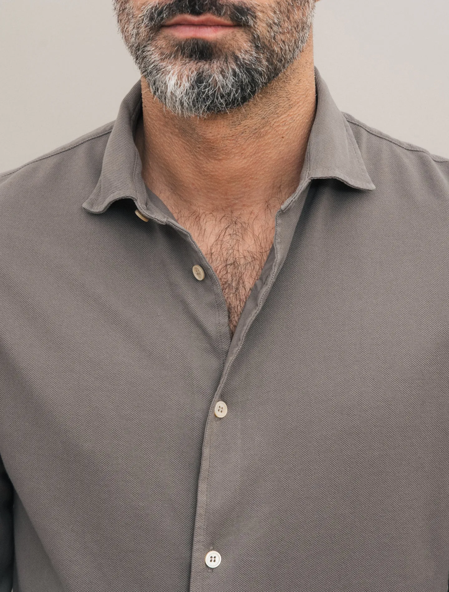Steve Organic Cotton Pique Shirt Taupe