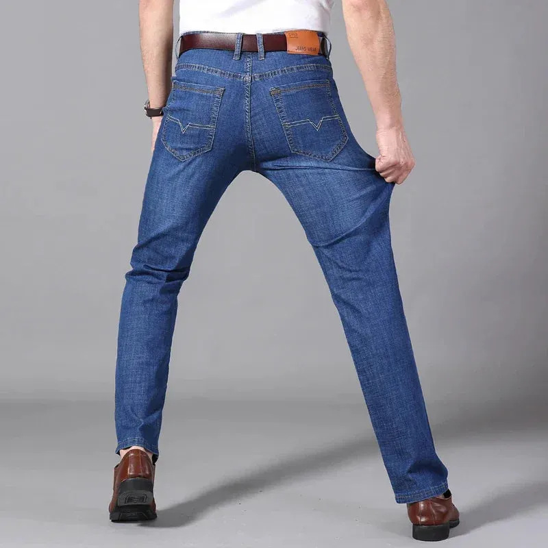 Stretch Men's Jeans Men's Straight Versatile Denim Long Loose Pants