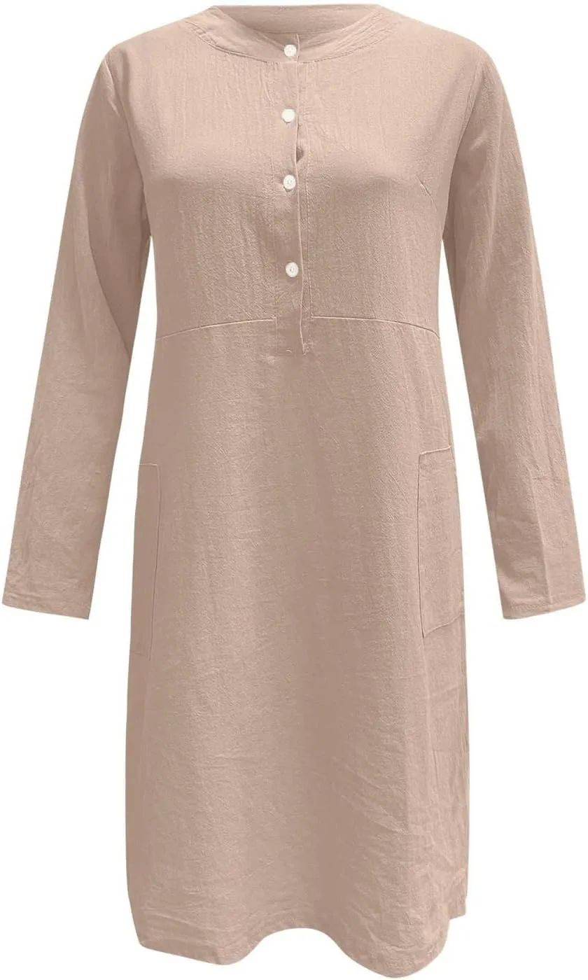 Summer Dresses for Women Fashion Casual Button Down Denim Midi Dress Short Sleeve Collar Trendy Spring Clothes S-3XL