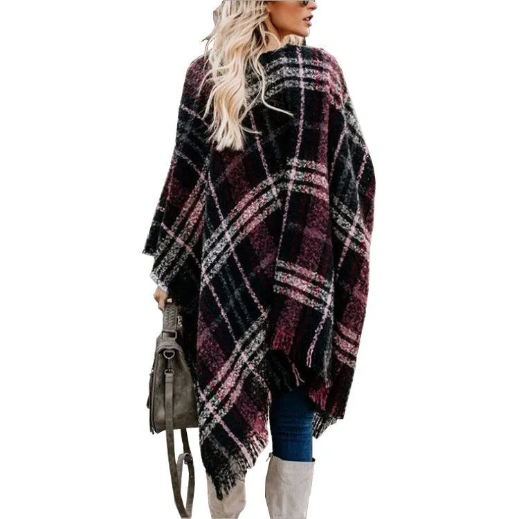 Tassel knitwear cape coat