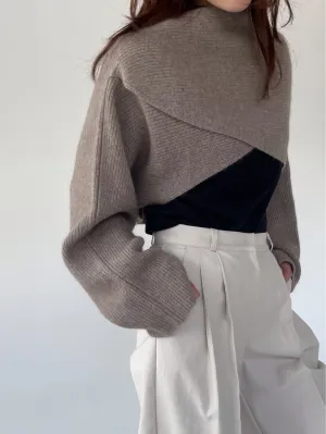 Taupe Cropped Knitted Top