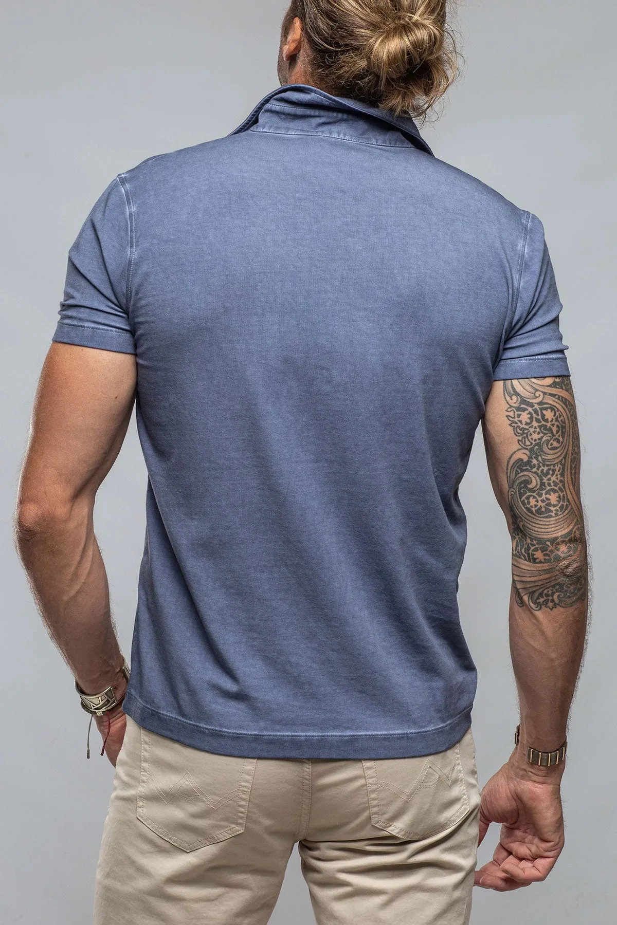 Toulour SS Woven Polo in Steel