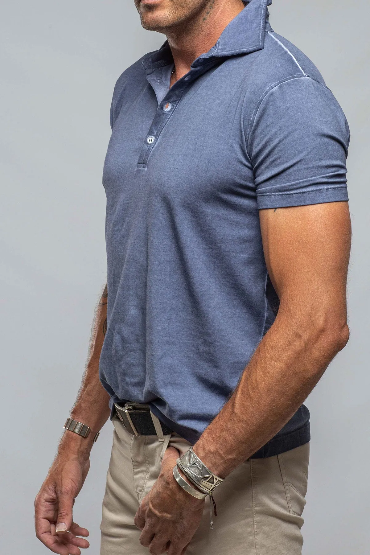 Toulour SS Woven Polo in Steel
