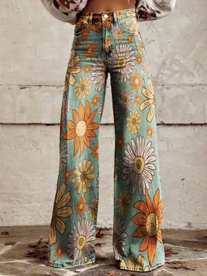 Vintage Flared Pants | Floral Bliss