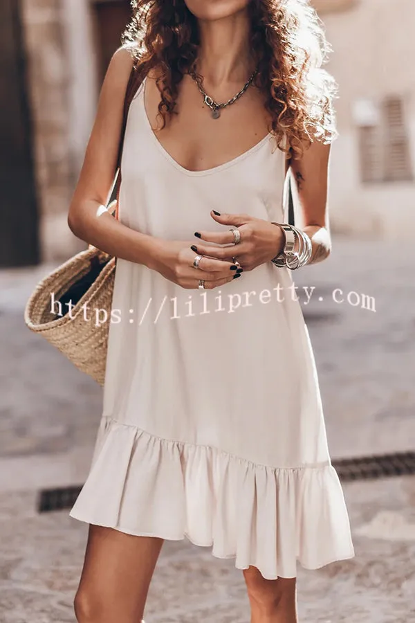 Whispering Muse Cotton Linen Blend Flowy A-line Mini Dress