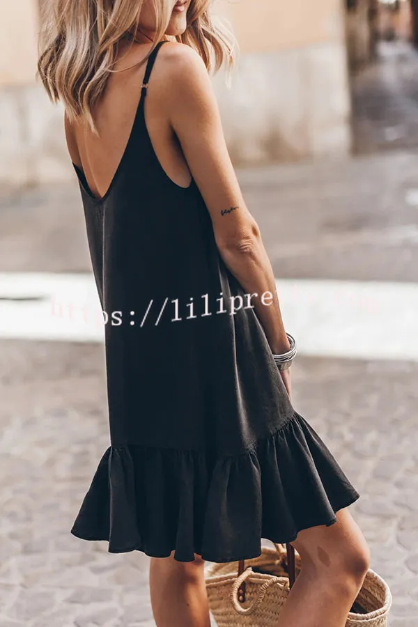 Whispering Muse Cotton Linen Blend Flowy A-line Mini Dress