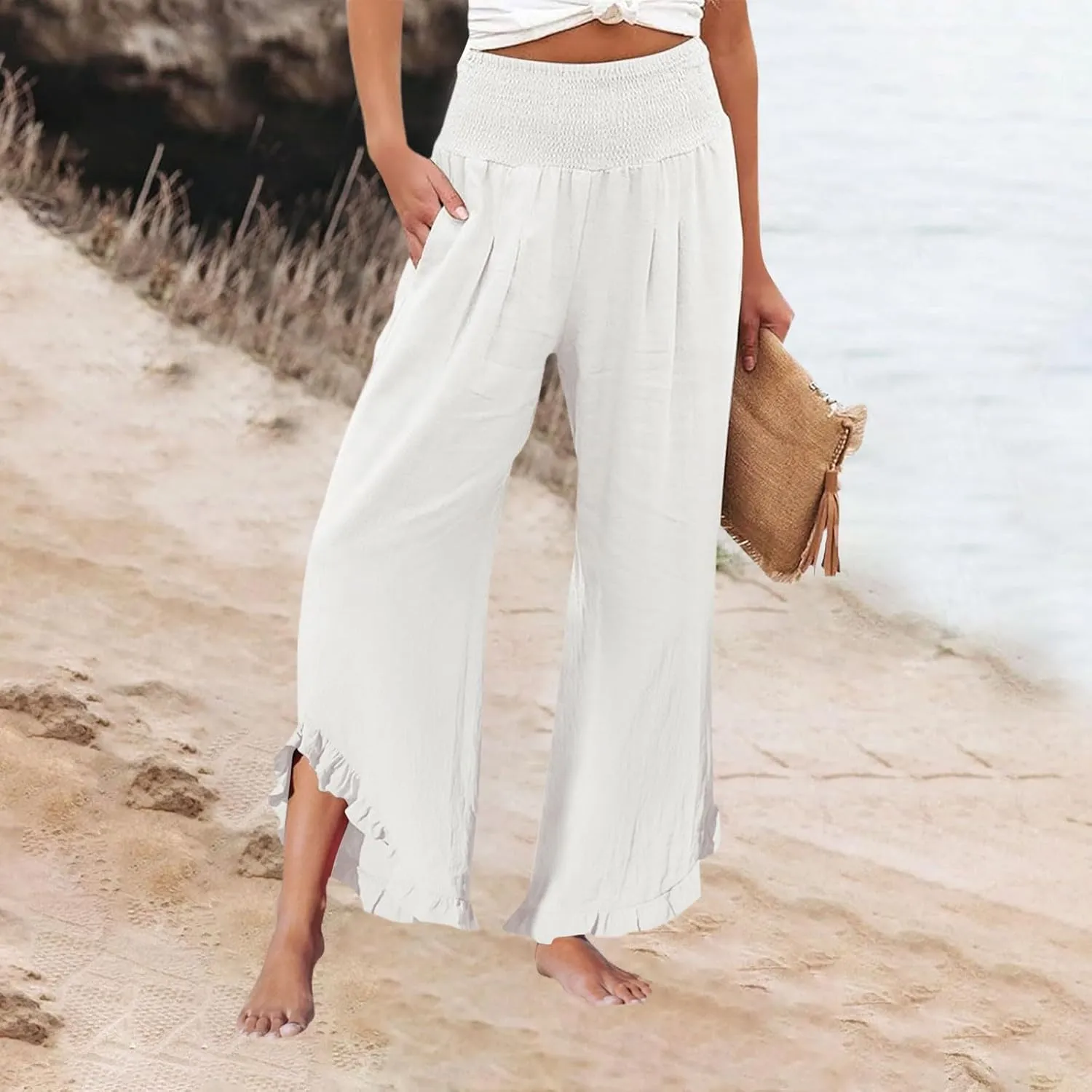 Wide Leg Pants for Women, Wide Leg High Waist Pants Summer Straight