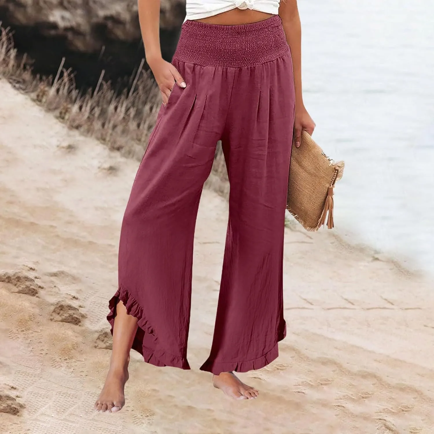 Wide Leg Pants for Women, Wide Leg High Waist Pants Summer Straight