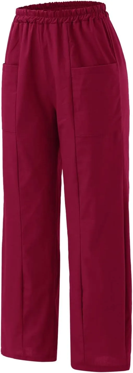 Wide Leg Pants Woman Casual Loose Fit Summer Flowy Solid Color High Waisted Linen Wide Leg Pants Work Lounge Pockets Trousers