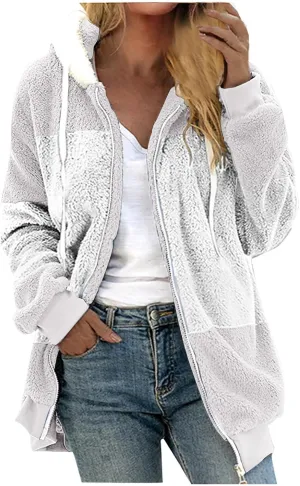 Winter Coats for Women Cozy Fluffy Fleece Hooded Coats Fuzzy Warm Sherpa Hoodies Sherpa Casual Outwear with Pockets