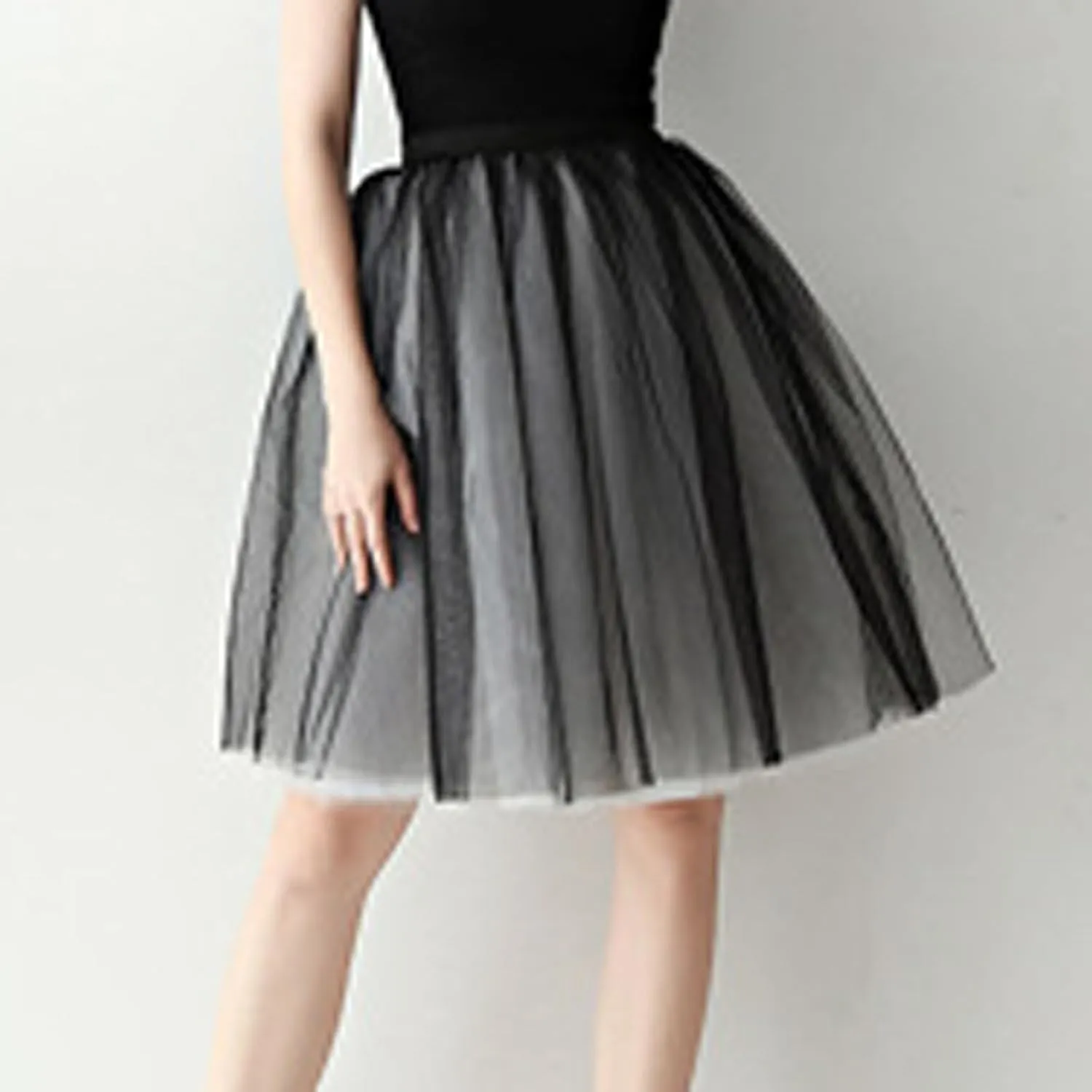 Women Mesh Midi Tutu Skorts Summer Vintage A line Pleat Layered Knee Length Skirts Casual Fashion Evening Prom Skirt