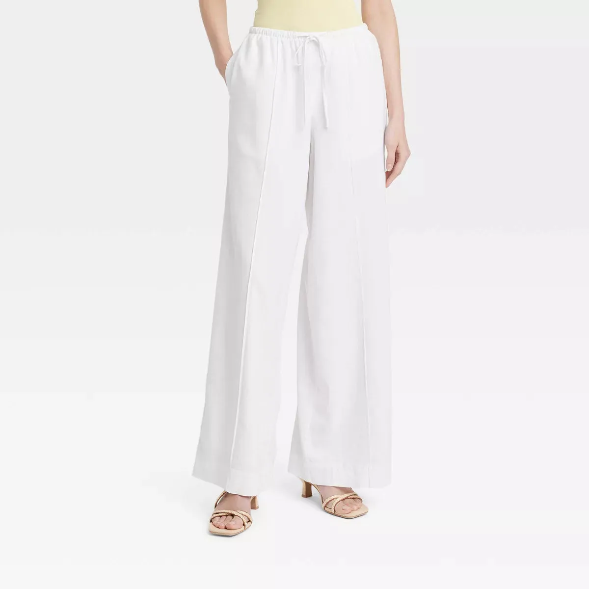 Women's High-Rise Wide Leg Linen Pull-On Pants - A New Day™, New - Size XS