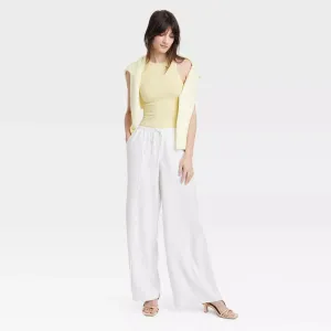 Women's High-Rise Wide Leg Linen Pull-On Pants - A New Day™, New - Size XS