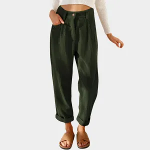 Women's High-Waist Corduroy Trousers  Casual Straight Fit  Soft & Durable  Multiple Colours
