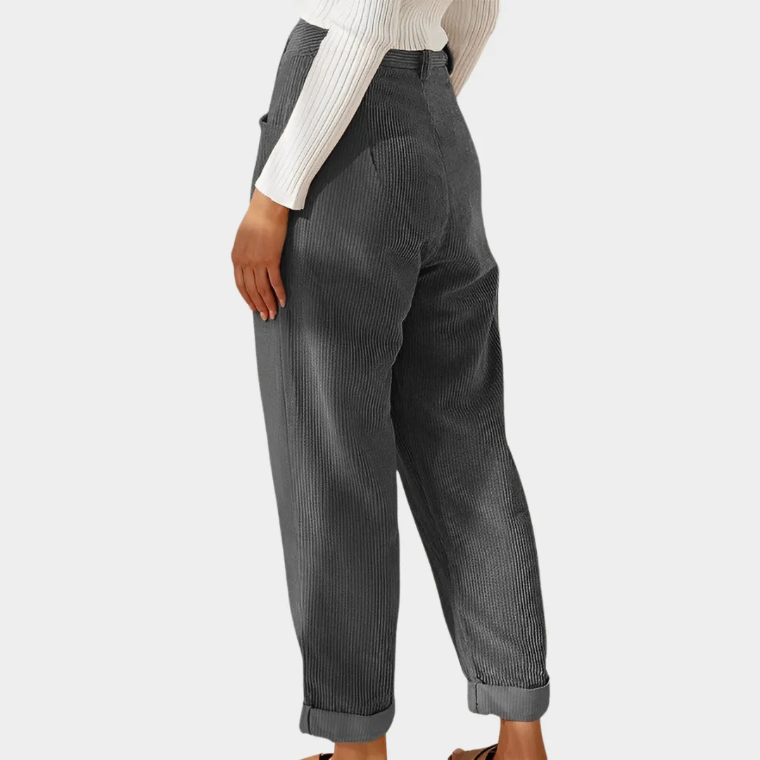 Women's High-Waist Corduroy Trousers  Casual Straight Fit  Soft & Durable  Multiple Colours