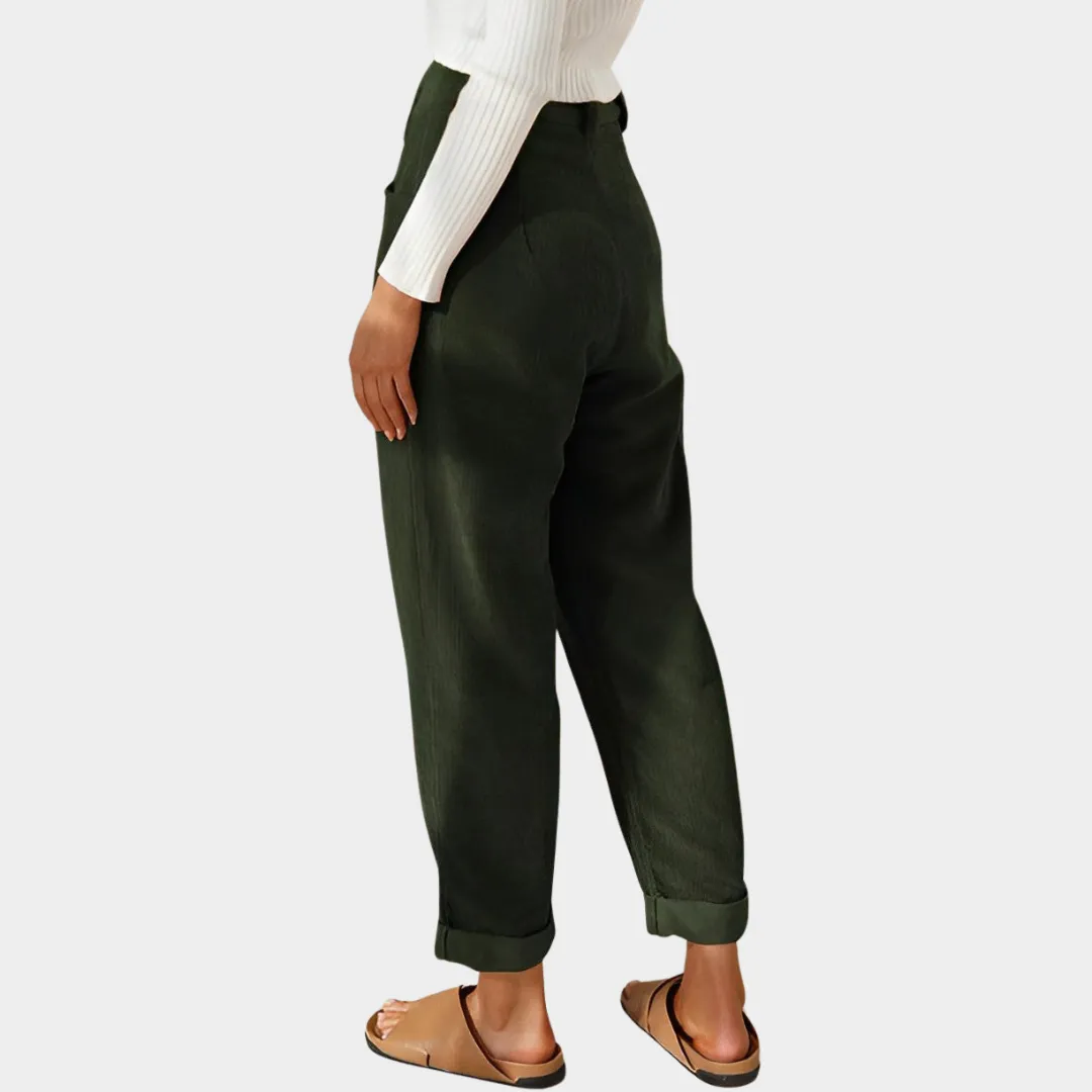 Women's High-Waist Corduroy Trousers  Casual Straight Fit  Soft & Durable  Multiple Colours