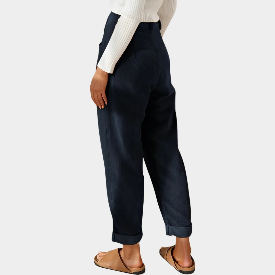 Women's High-Waist Corduroy Trousers  Casual Straight Fit  Soft & Durable  Multiple Colours
