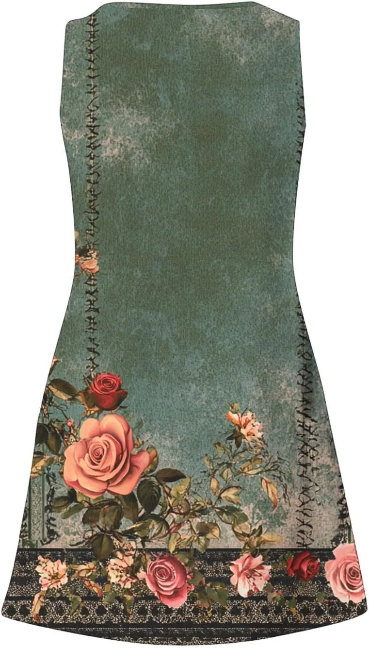 Women's Sleeveless V Neck Summer Dresses Casual Mini Tank Dress 2025 Fashion Floral Print Beach Sundress