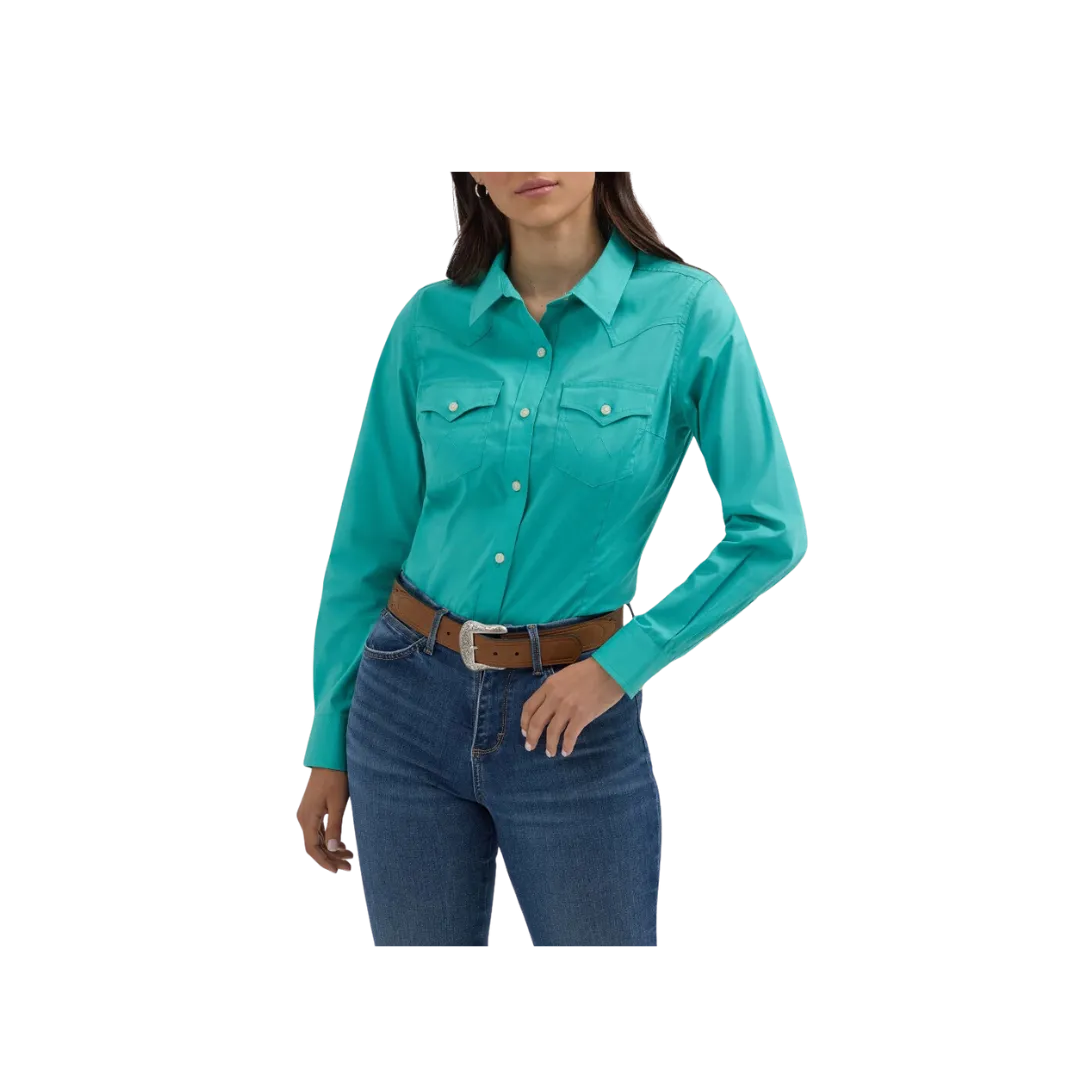 Wrangler Women's Long Sleeve Blue Shirt